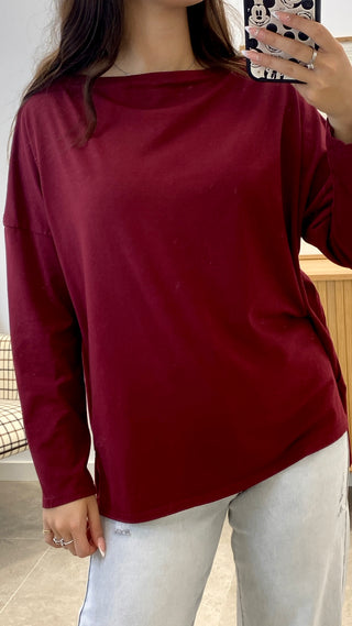 CAMISETA MANGA LARGA CUELLO ANCHO