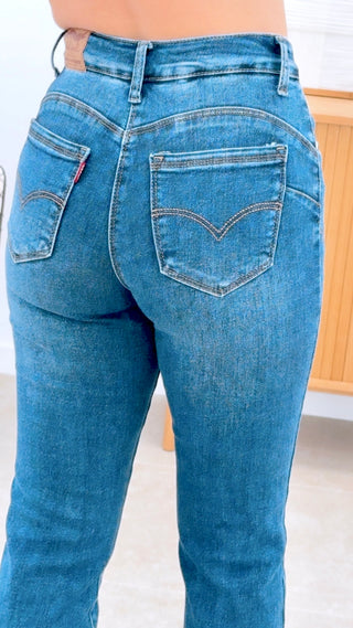 PANTALÓN RECTO FAJA DENIM