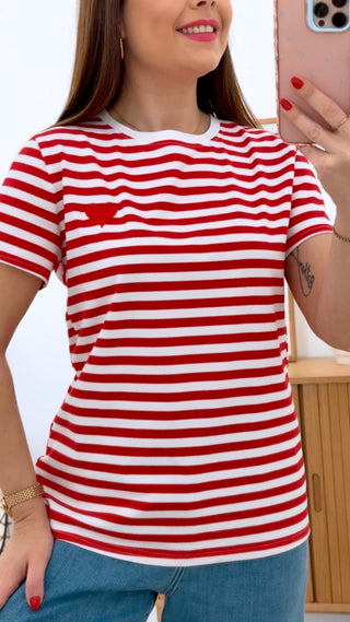 CAMISETA RAYADA CORAZÓN