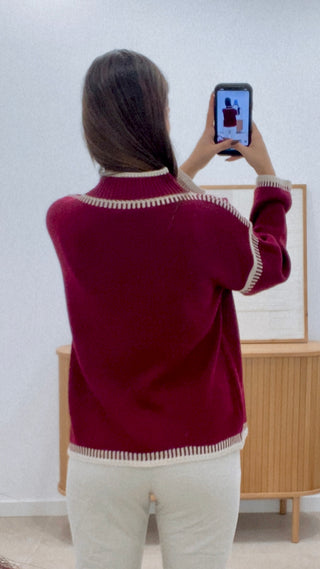 SUÉTER COSTURA BICOLOR