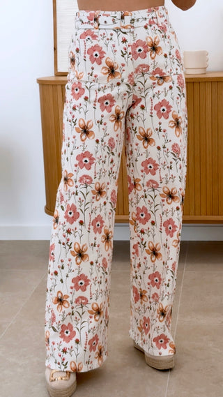 PANTALÓN FLOREADO + CINTURÓN