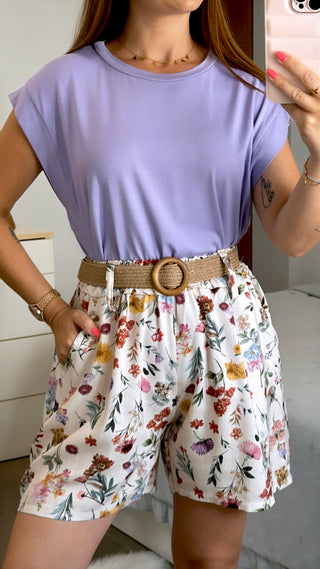 SHORT FLORAL + CINTURÓN