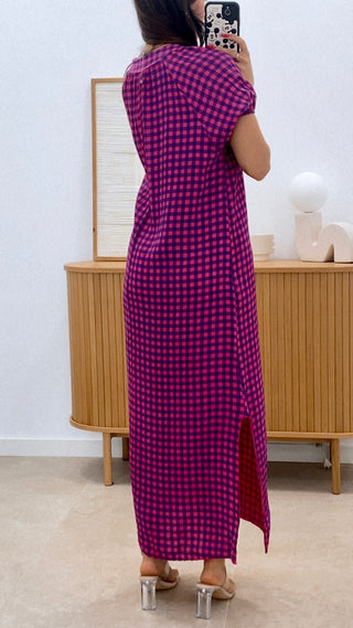 VESTIDO CUADROS MANGA ENGOMADA