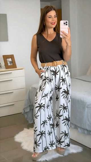 PANTALÓN PALMERAS + CINTURÓN