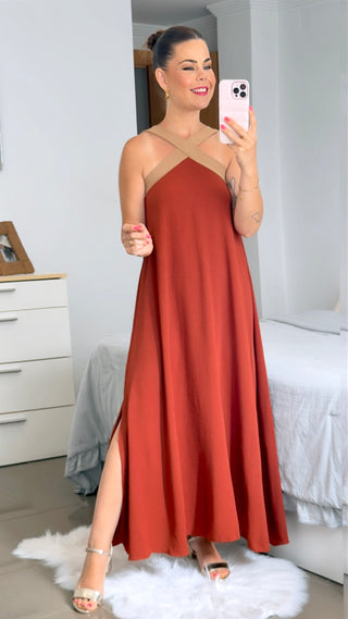 VESTIDO CRUZADO BICOLOR