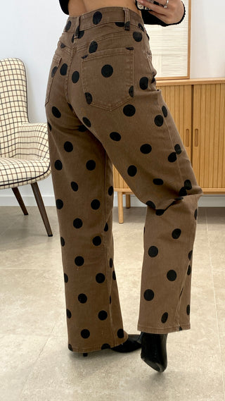 PANTALÓN DENIM LUNARES WIDE LEG