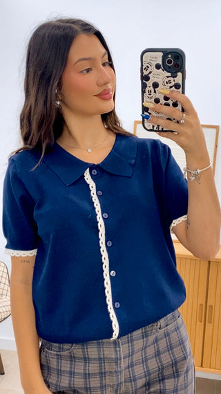 CAMISETA PUNTO CUELLO SOLAPADO
