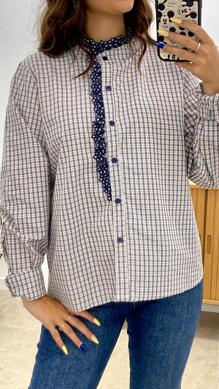 CAMISA CUADRITOS DETALLE FLOR