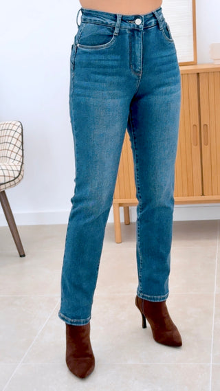 PANTALÓN RECTO FAJA DENIM
