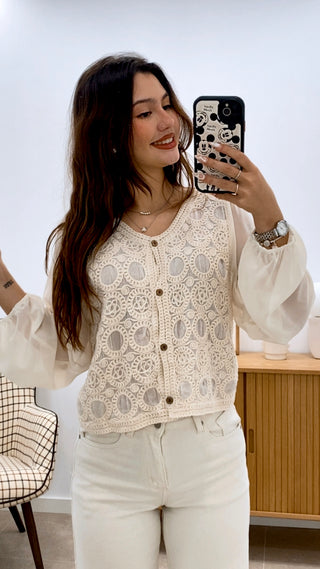 CAMISA BORDADA CROCHE