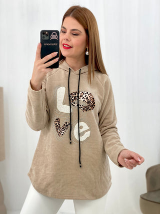 SUDADERA LOVE LEOPARDO - Totamona